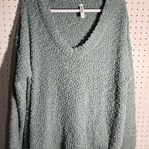 V Neck Bubble Sage Green